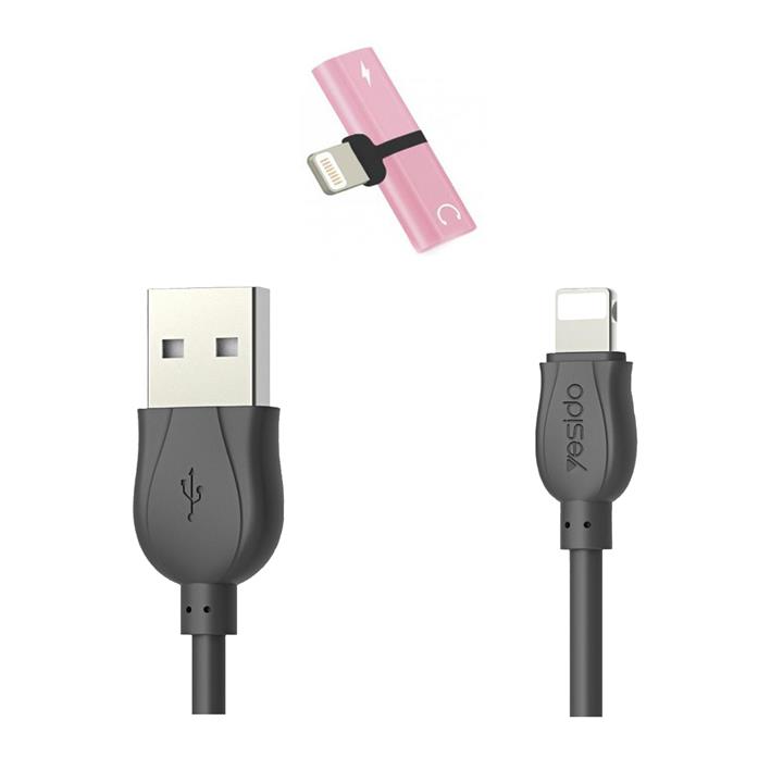 کابل تبدیل USB به لایتنینگ یسیدو مدل CA-14 طول 1 متر به همراه مبدل 1 به 2 لایتنینگ